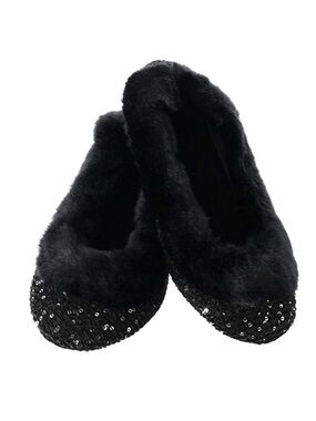 NEW Isotoner Ballet Flats Knit Lurex Slippers Ballerina Style Black